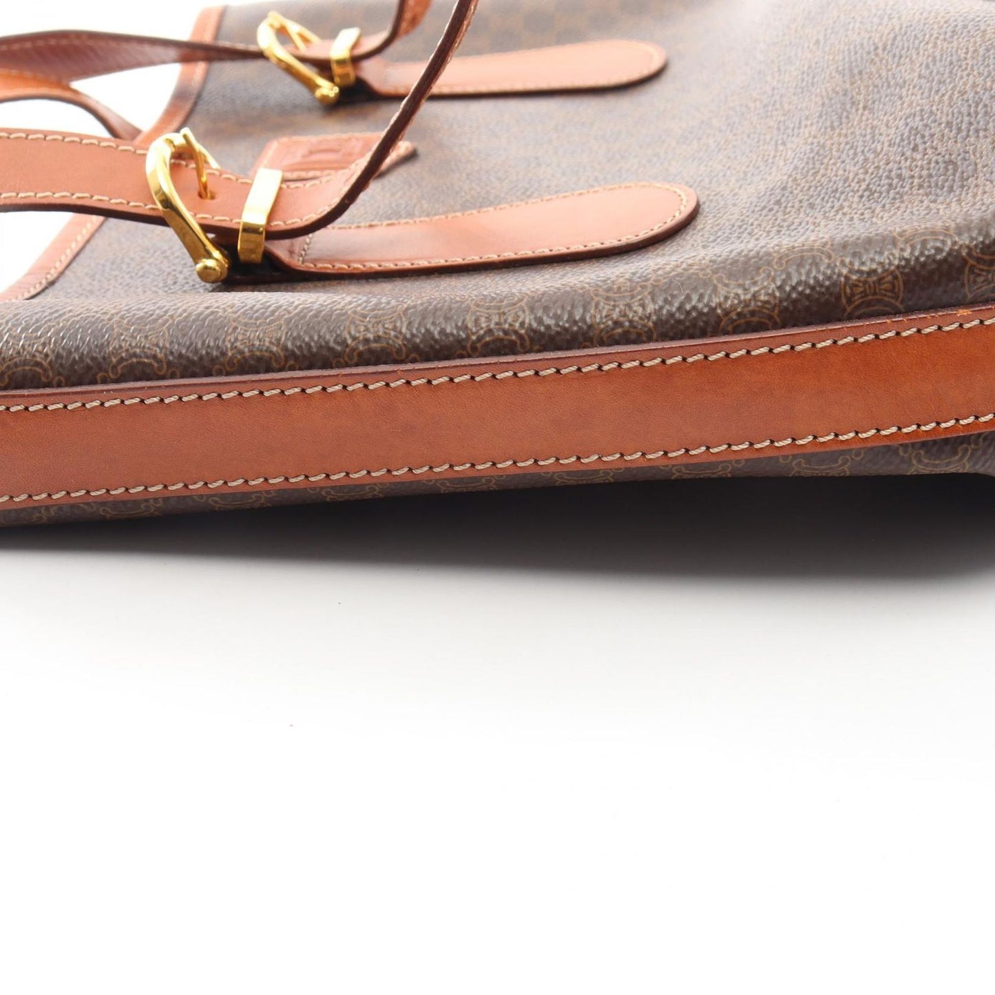 Celine Tote Macadam Brown Coatingcanvas Leather Handbag — view 8