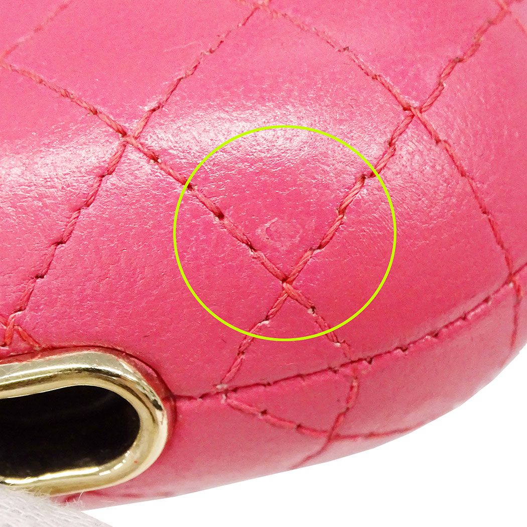 Chanel Quilted Leather Pink Gold Airpods Case Logo Showy — view 9