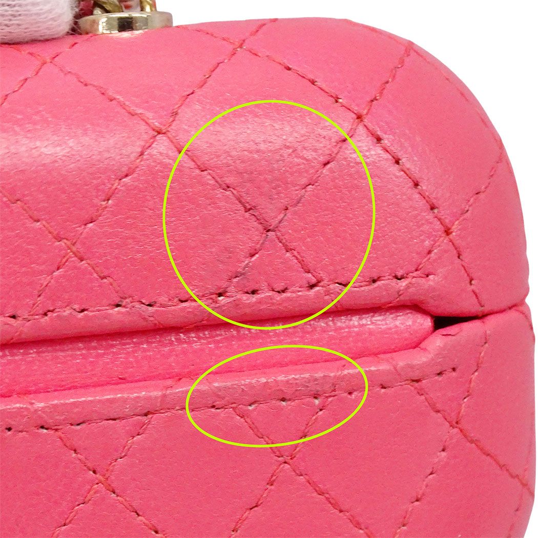 Chanel Quilted Leather Pink Gold Airpods Case Logo Showy — view 8