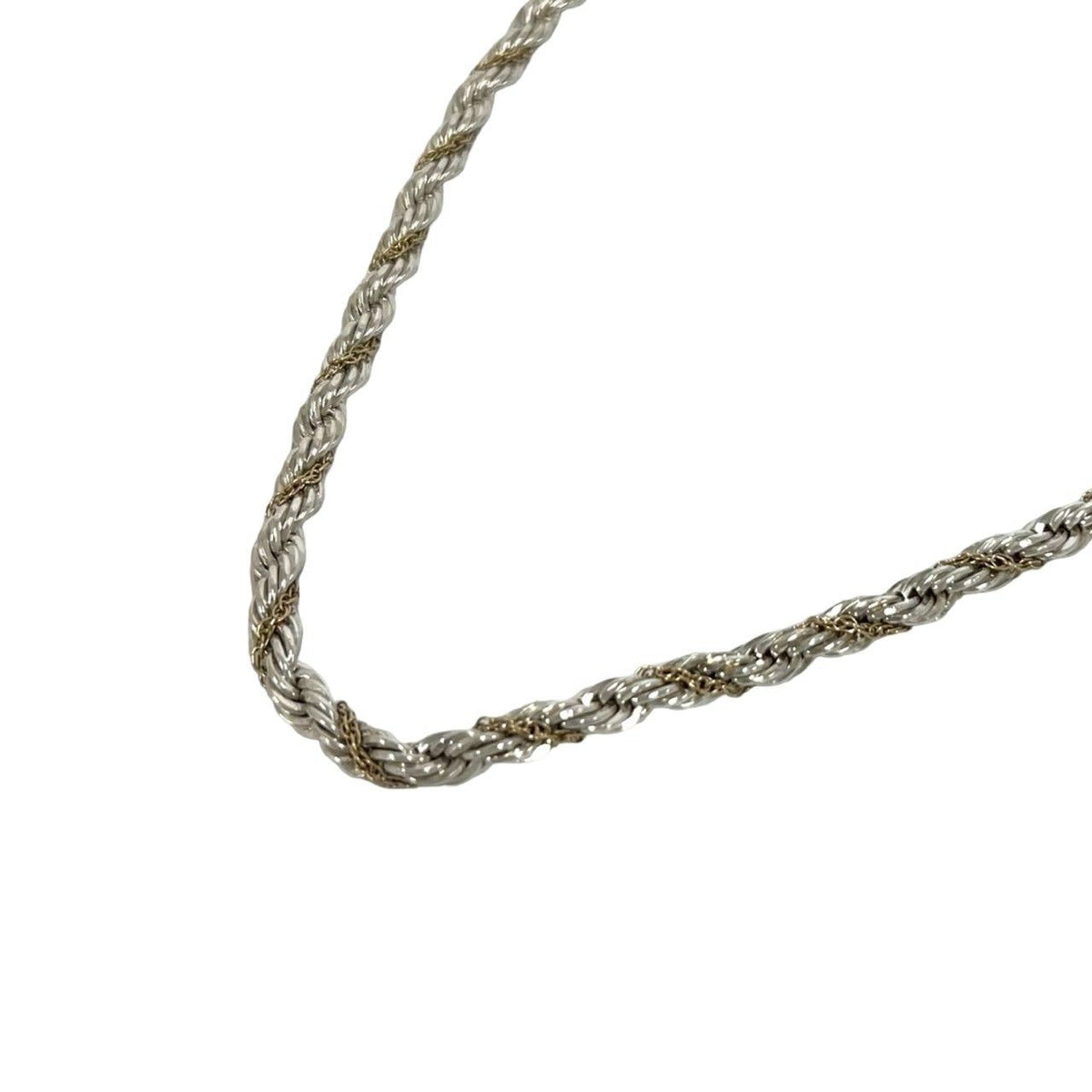 Tiffany & Co Vintage Twisted Rope Necklace Silver Yellow Gold — view 4
