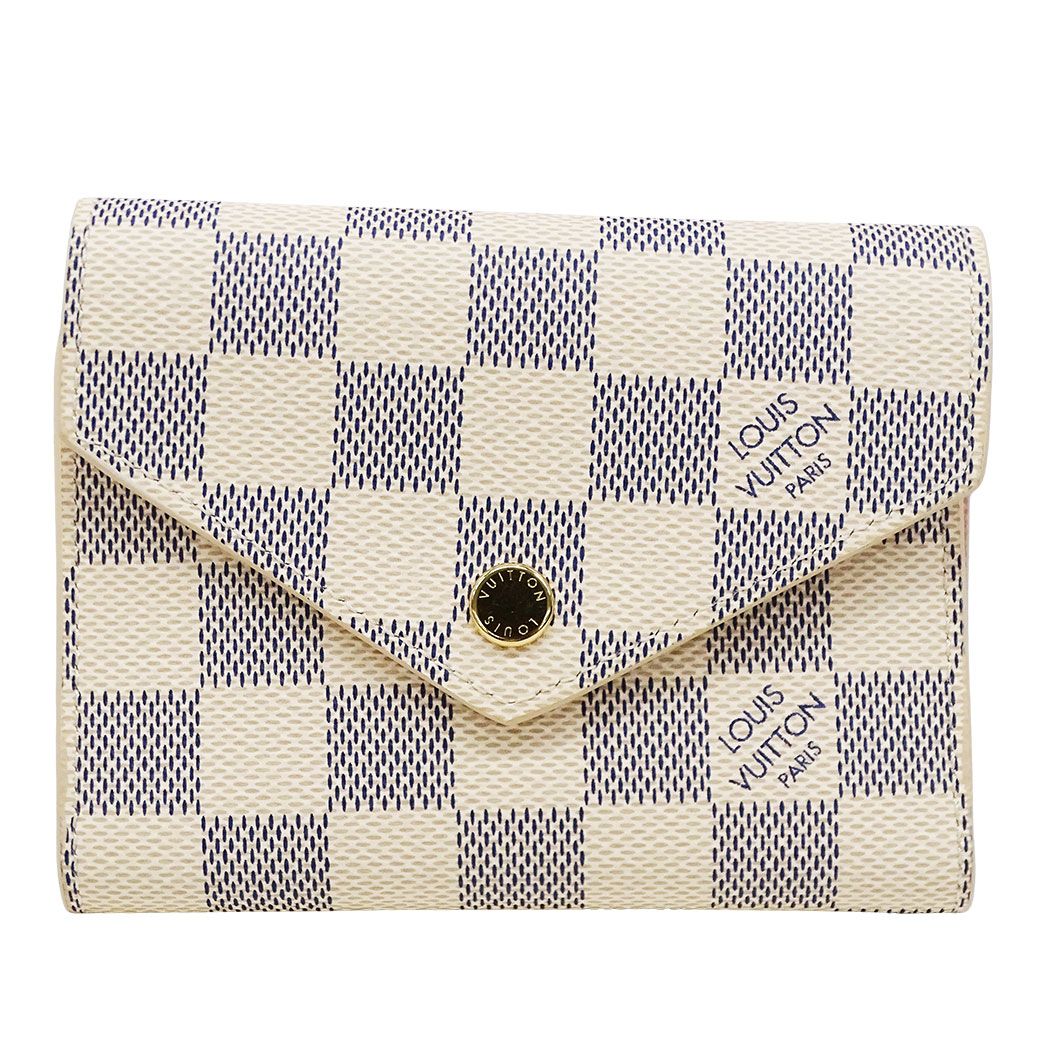 Louis Vuitton Wallet Trifold Damier Azur Canvas Portefeuille Victorine Ivory