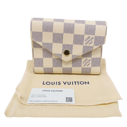 Louis Vuitton Wallet Trifold Damier Azur Canvas Portefeuille Victorine Ivory — view 5
