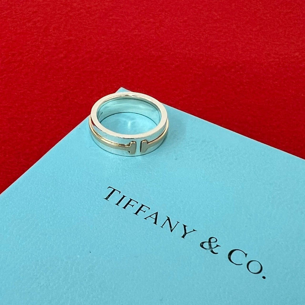 Tiffany & Co T Two Two Narrow Ring Silver Yellow Gold