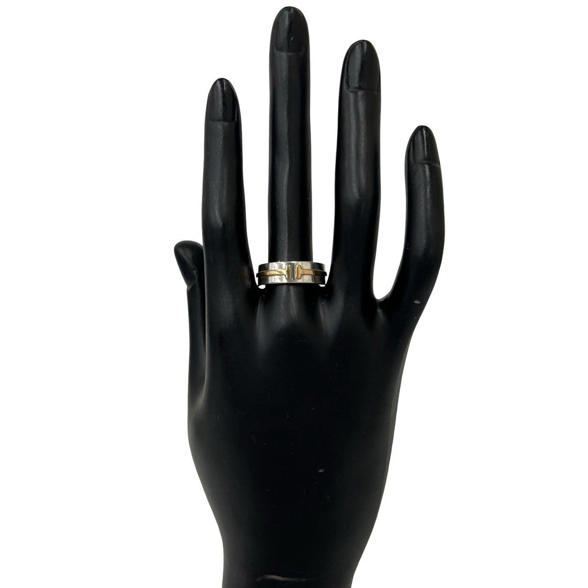 Tiffany & Co T Two Two Narrow Ring Silver Yellow Gold — view 2