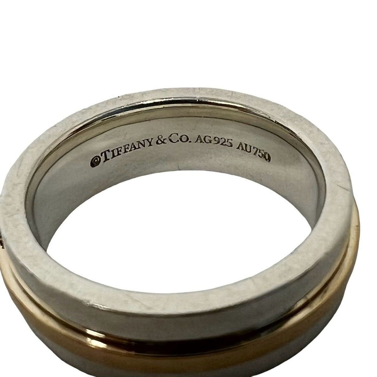 Tiffany & Co T Two Two Narrow Ring Silver Yellow Gold — view 3