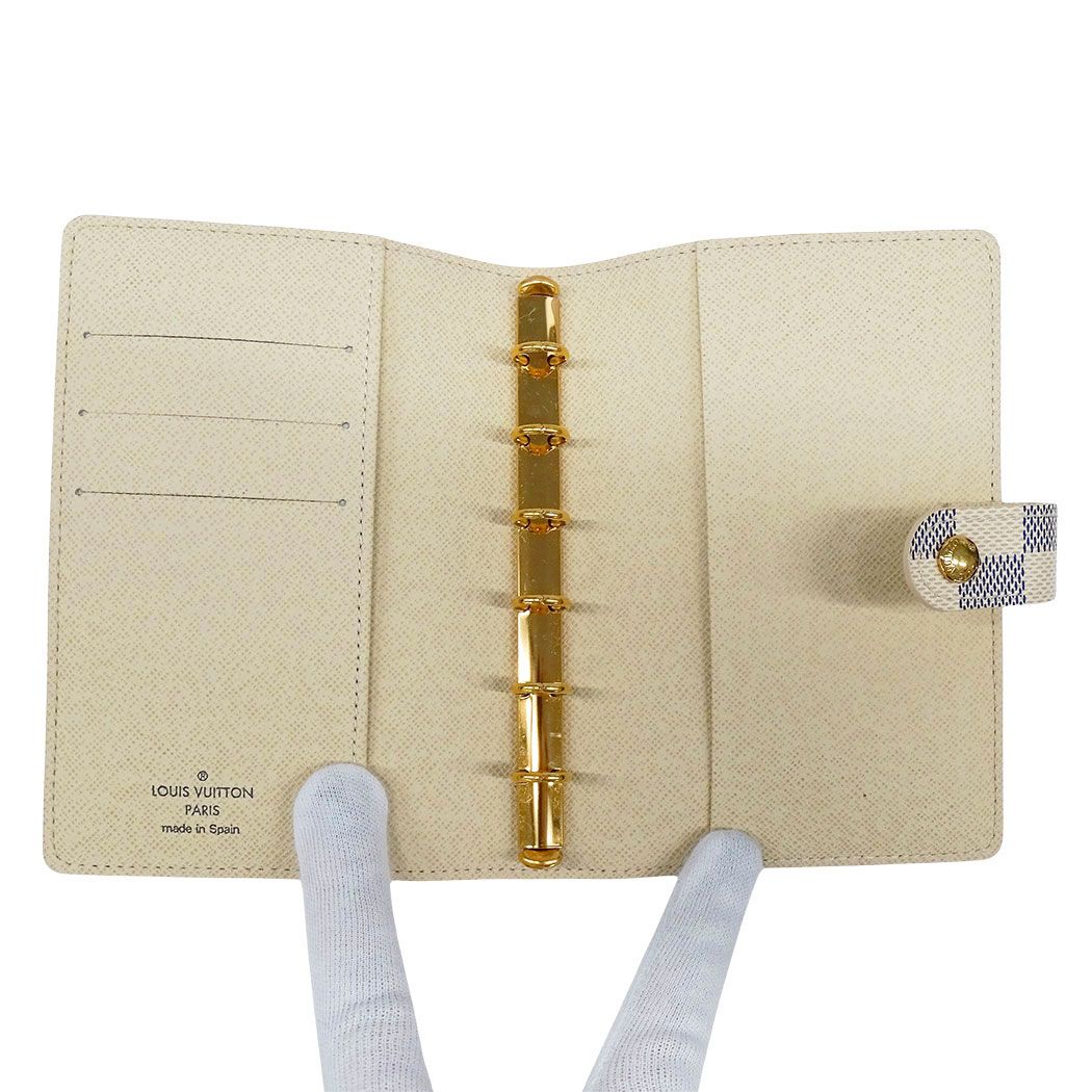 Louis Vuitton Notebook Cover Damier Azur Canvas Agenda PM Ivory 6 Hole Work — view 6