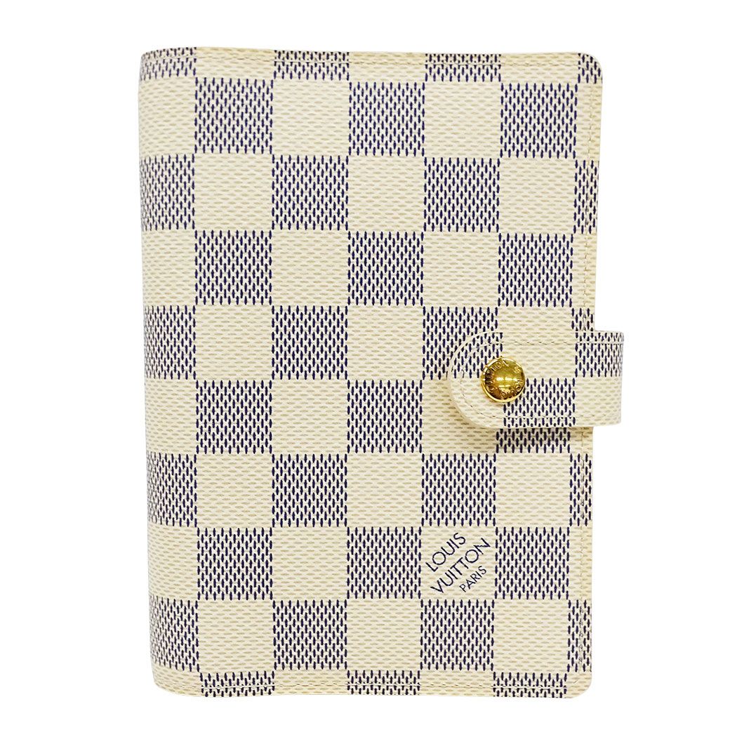 Louis Vuitton Notebook Cover Damier Azur Canvas Agenda PM Ivory 6 Hole Work