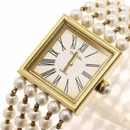 Chanel Mademoiselle Pearl Bracelet M Watch White 18K Yellow Gold Quartz — view 7