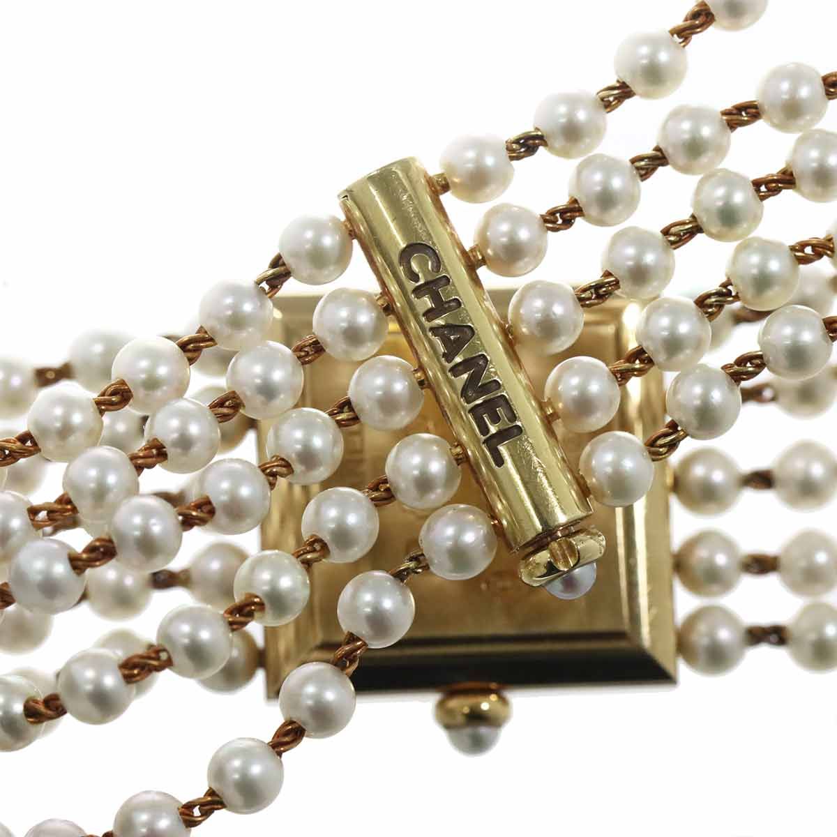 Chanel Mademoiselle Pearl Bracelet M Watch White 18K Yellow Gold Quartz — view 6