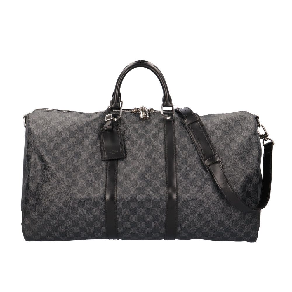 Louis Vuitton Keepall Damier Graphite Boston Bag Canvas Black Second