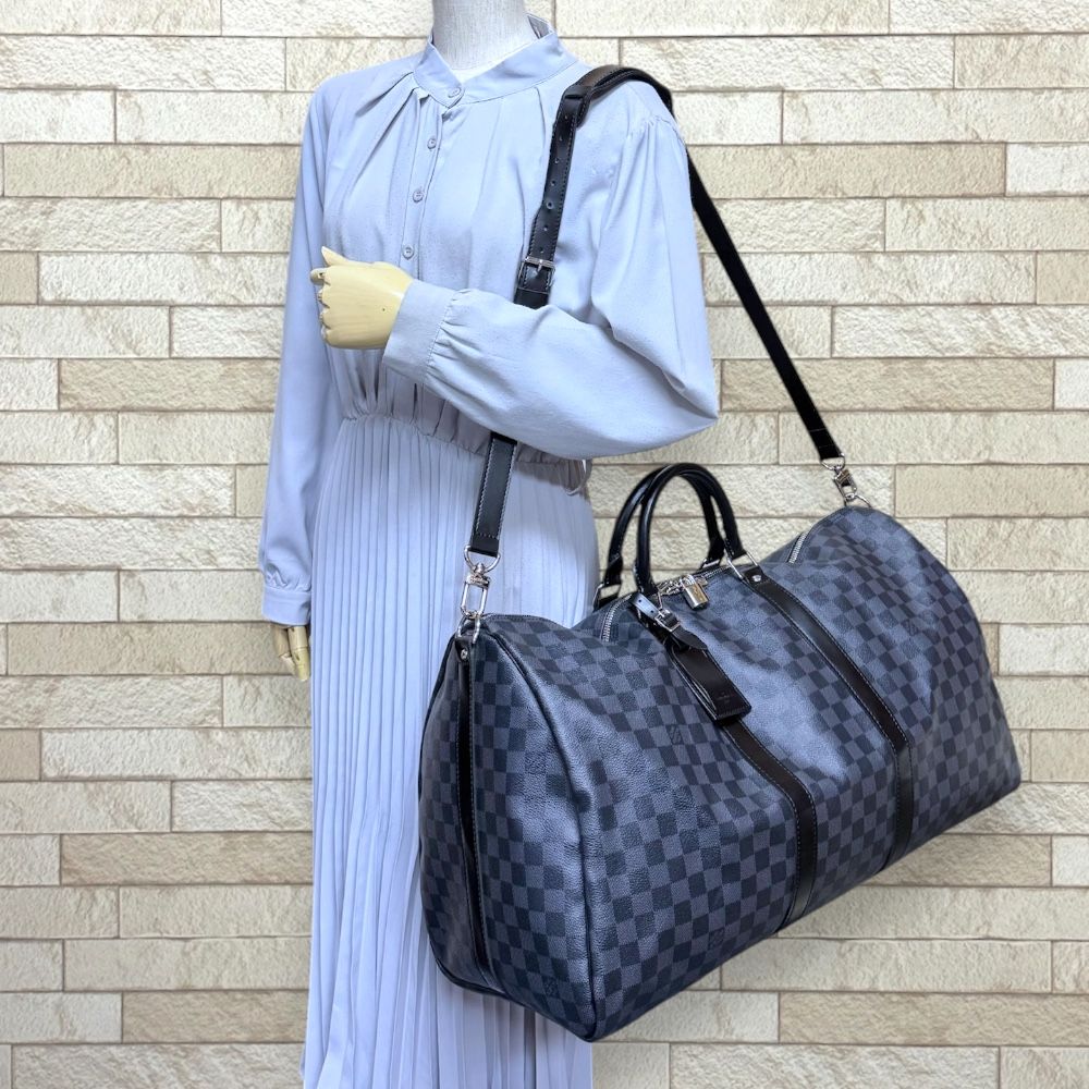 Louis Vuitton Keepall Damier Graphite Boston Bag Canvas Black Second — view 2