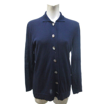 Hermes Gaultier Era Cotton Knit Cardigan Front Fly Navy 38