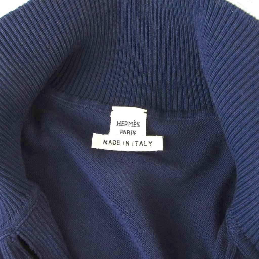 Hermes Gaultier Era Cotton Knit Cardigan Front Fly Navy 38 — view 6