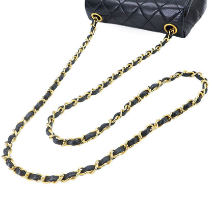 Chanel Mini Quilted Chain Shoulder Bag Lambskin Black Gold Vintage — view 6