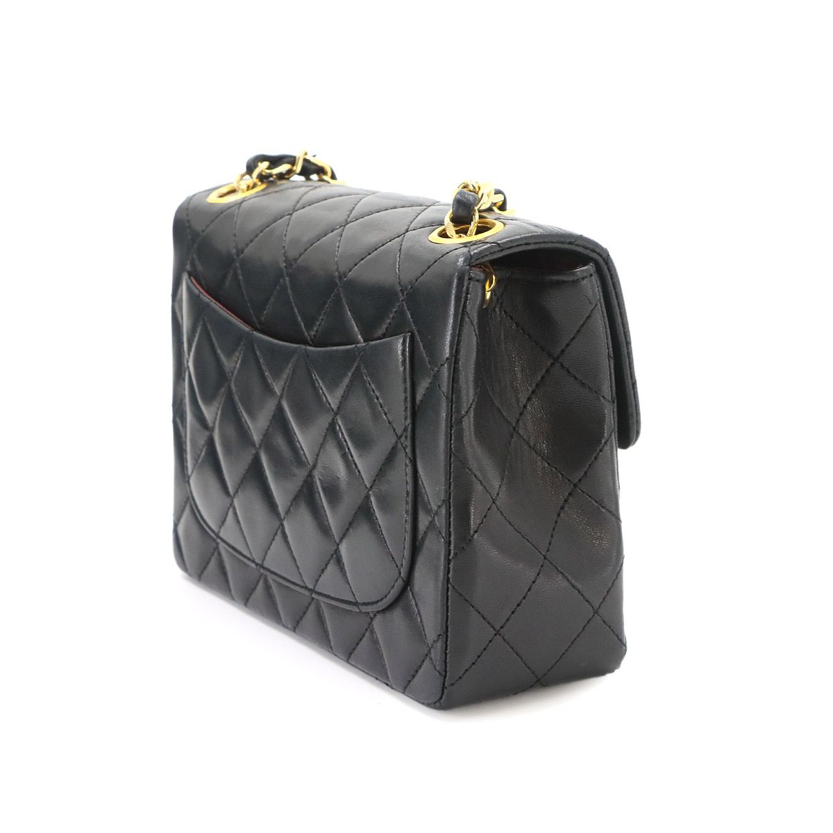 Chanel Mini Quilted Chain Shoulder Bag Lambskin Black Gold Vintage — view 4