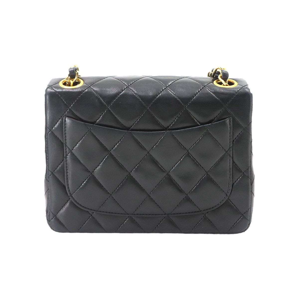 Chanel Mini Quilted Chain Shoulder Bag Lambskin Black Gold Vintage — view 3