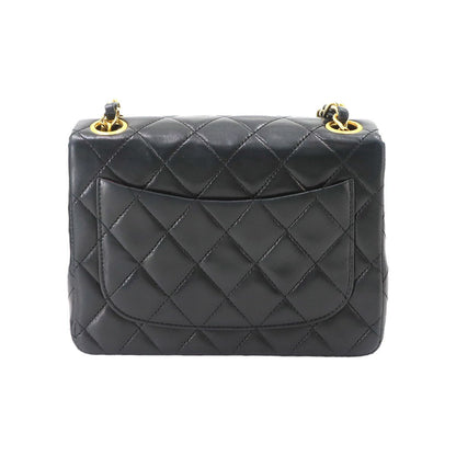 Chanel Mini Quilted Chain Shoulder Bag Lambskin Black Gold Vintage — view 3
