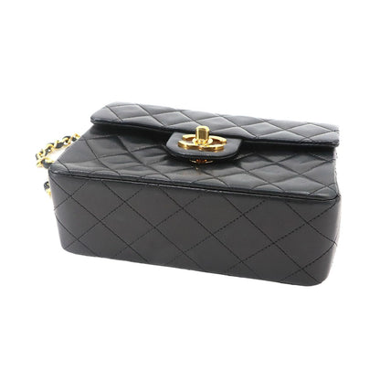 Chanel Mini Quilted Chain Shoulder Bag Lambskin Black Gold Vintage — view 5