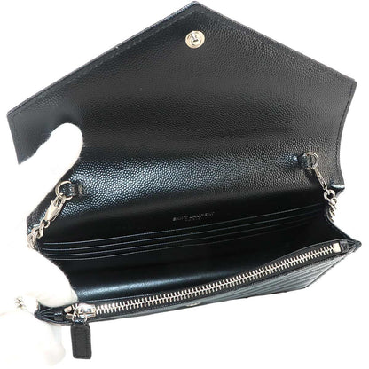Saint Laurent Cassandra Chain Wallet Leather Black Shoulder — view 7