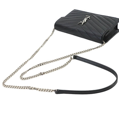 Saint Laurent Cassandra Chain Wallet Leather Black Shoulder — view 6