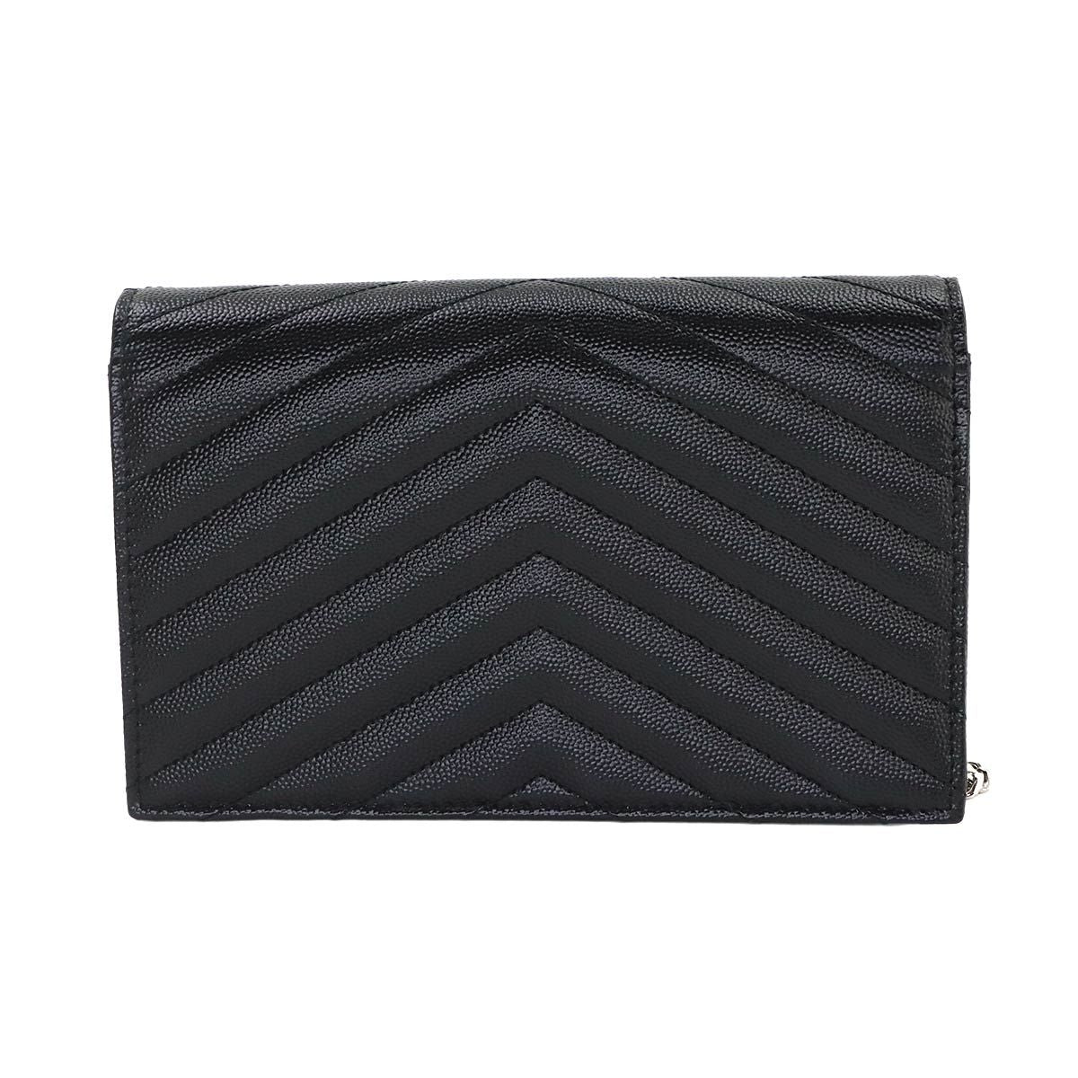 Saint Laurent Cassandra Chain Wallet Leather Black Shoulder — view 3