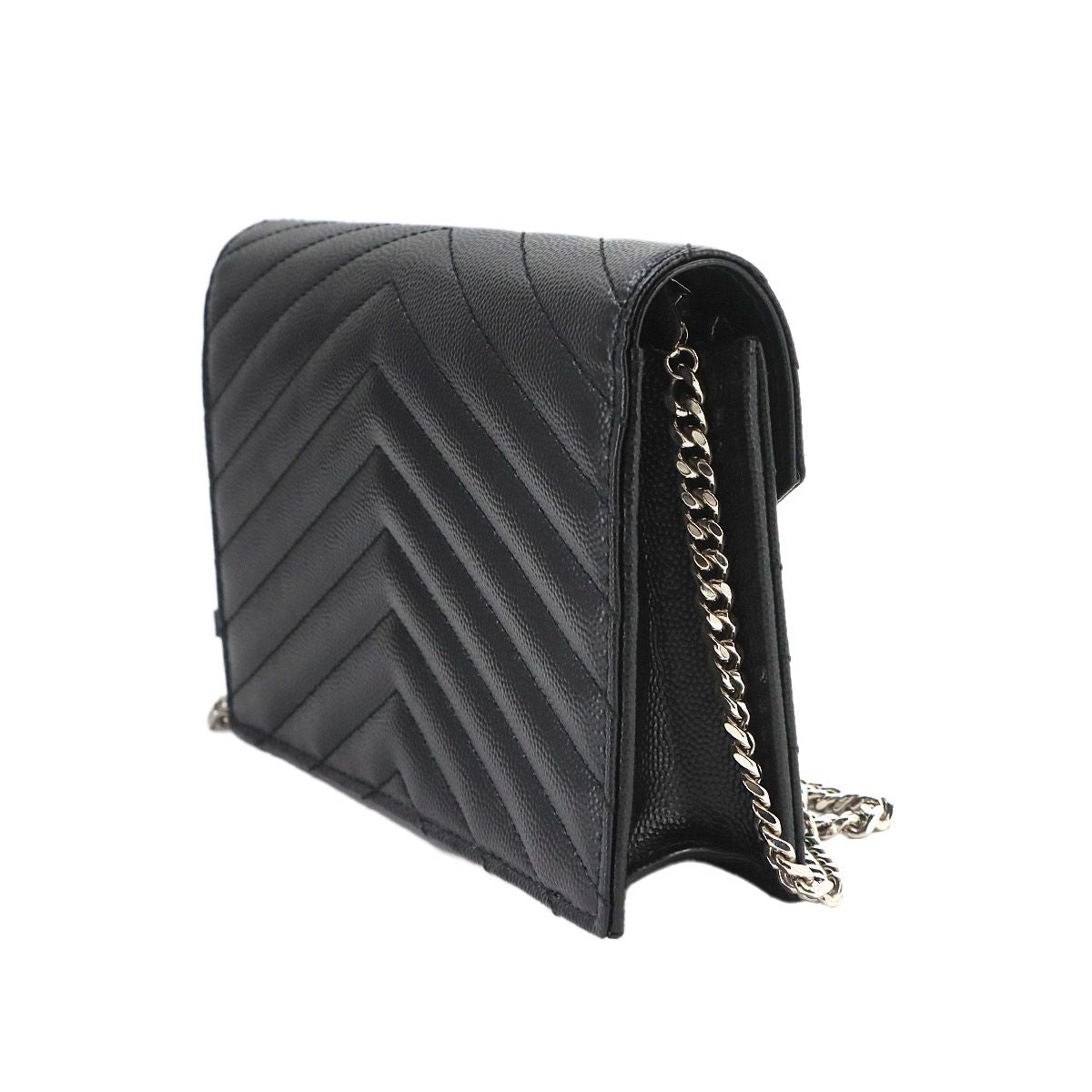 Saint Laurent Cassandra Chain Wallet Leather Black Shoulder — view 4