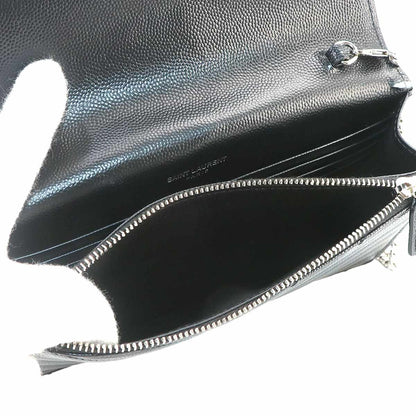 Saint Laurent Cassandra Chain Wallet Leather Black Shoulder — view 8