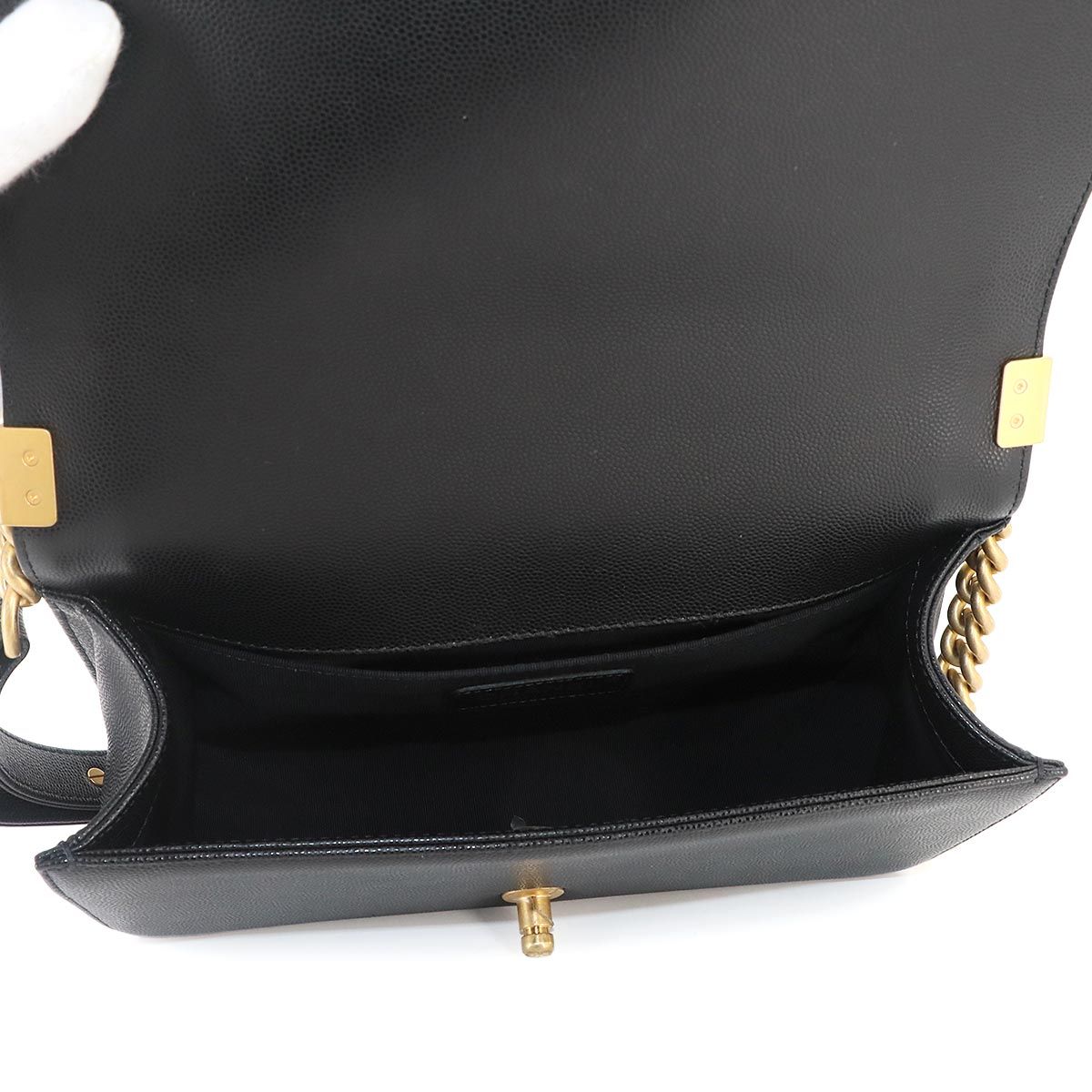Chanel Boy Chain Shoulder Bag Lambskin Black Gold — view 6