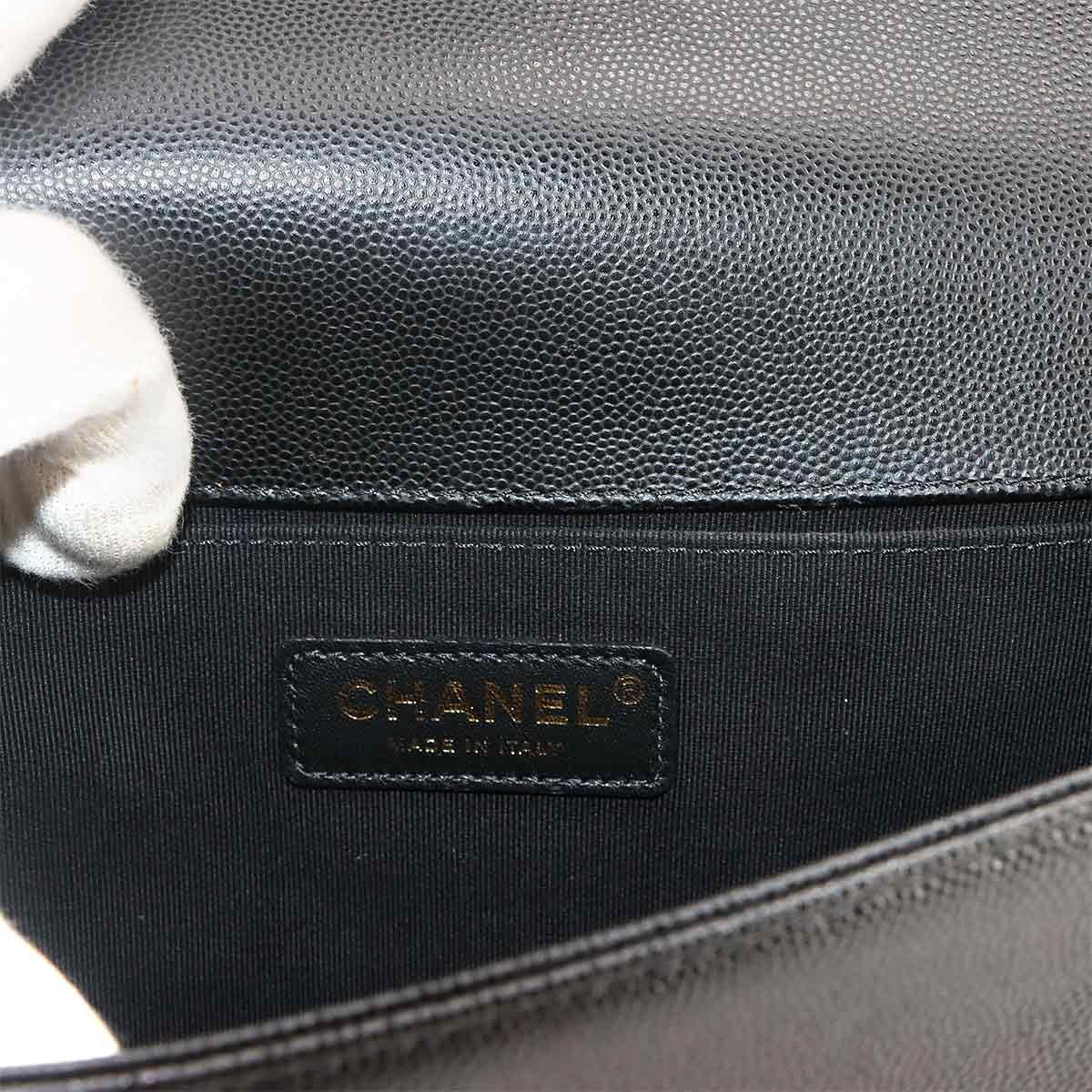 Chanel Boy Chain Shoulder Bag Lambskin Black Gold — view 7