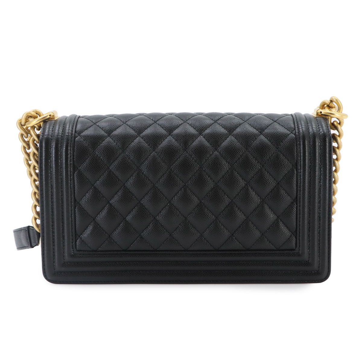 Chanel Boy Chain Shoulder Bag Lambskin Black Gold — view 2