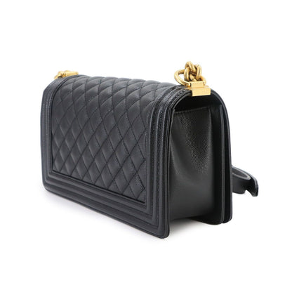Chanel Boy Chain Shoulder Bag Lambskin Black Gold — view 3