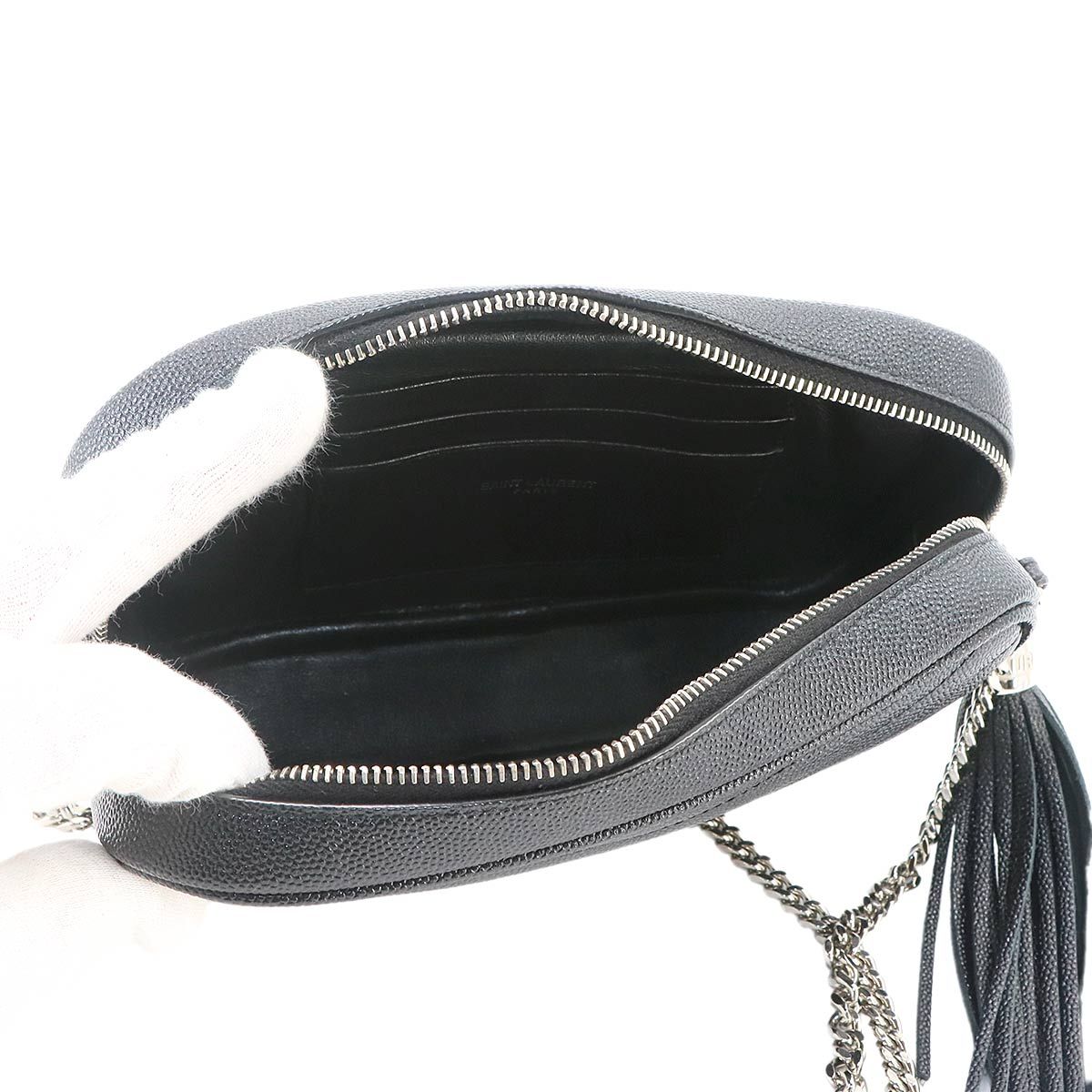 Saint Laurent Chain Shoulder Bag Leather Black — view 7