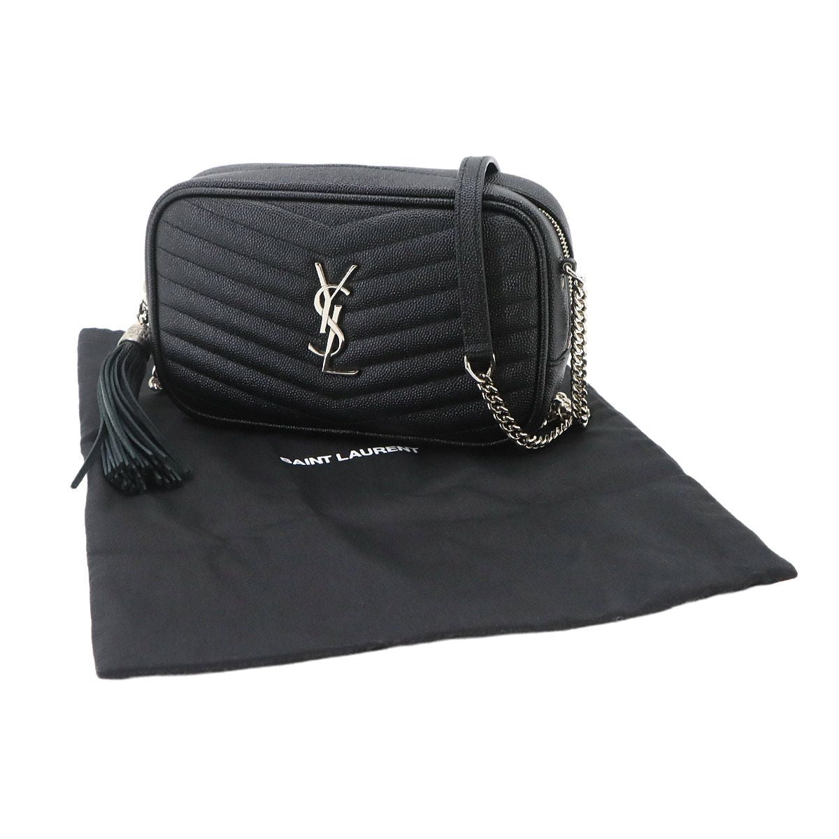 Saint Laurent Chain Shoulder Bag Leather Black — view 2