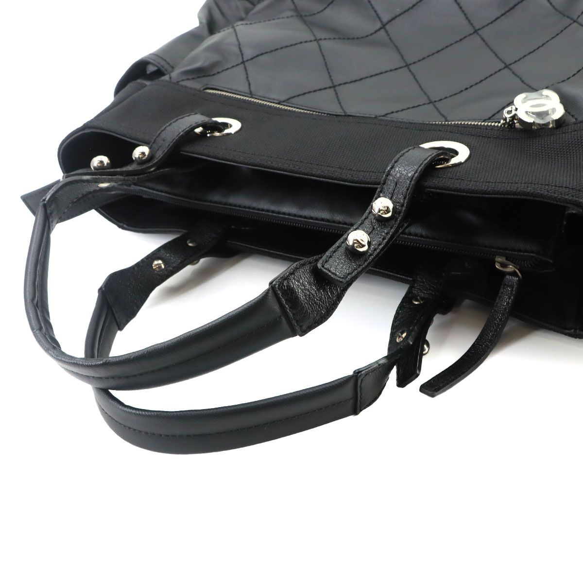 Chanel Paris Biarritz GM Tote Nylon Leather Black — view 6