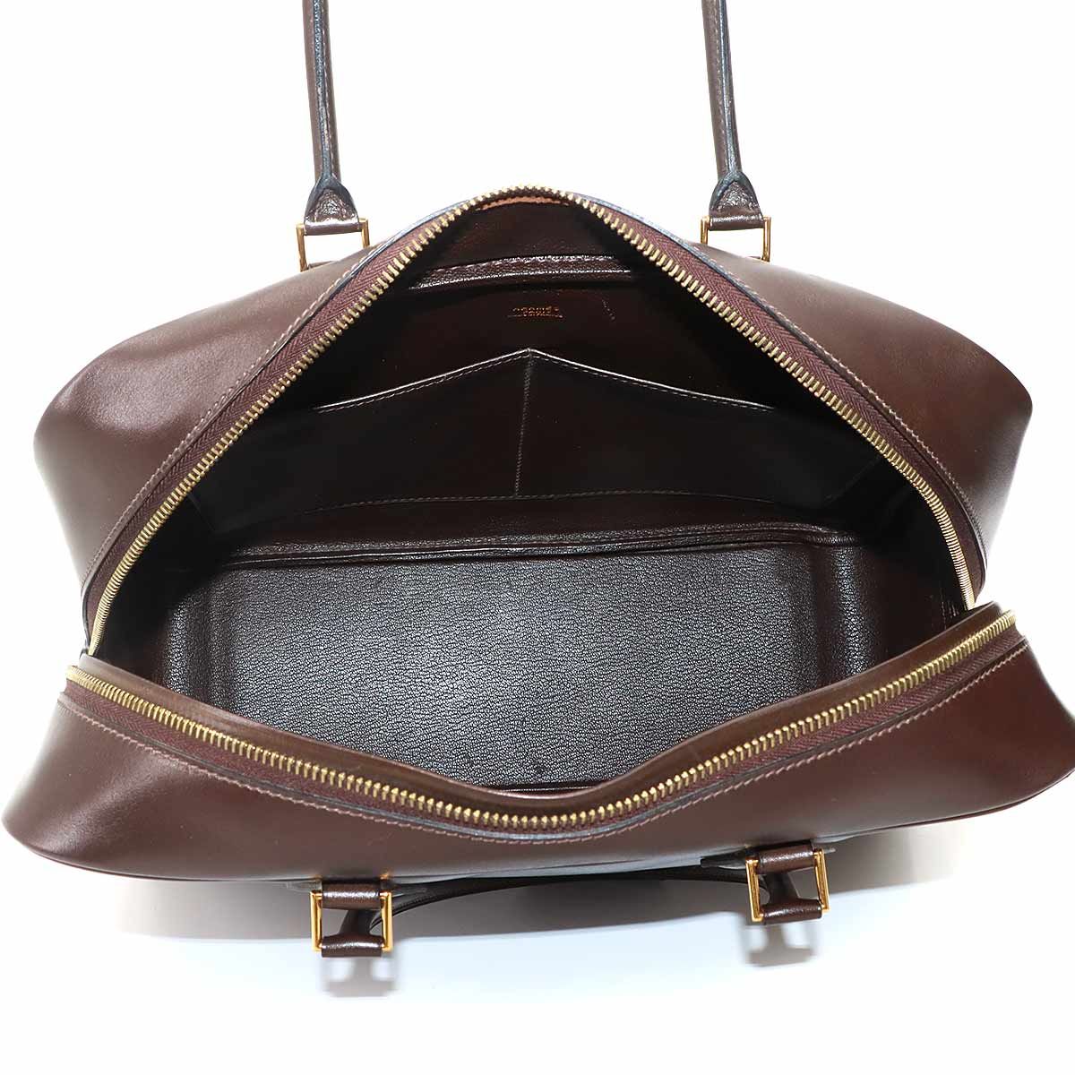 Hermes Plume 32 Hand Bag Box Calf Ebene Gold — view 6