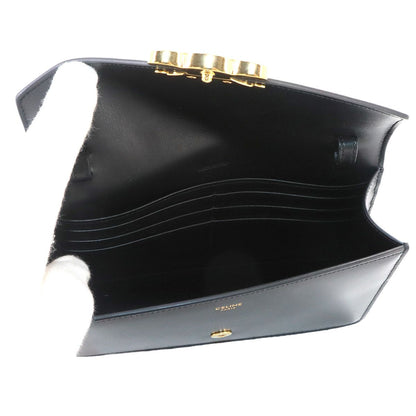 Celine Triomphe Chain Wallet Leather Black Gold Shoulder — view 7