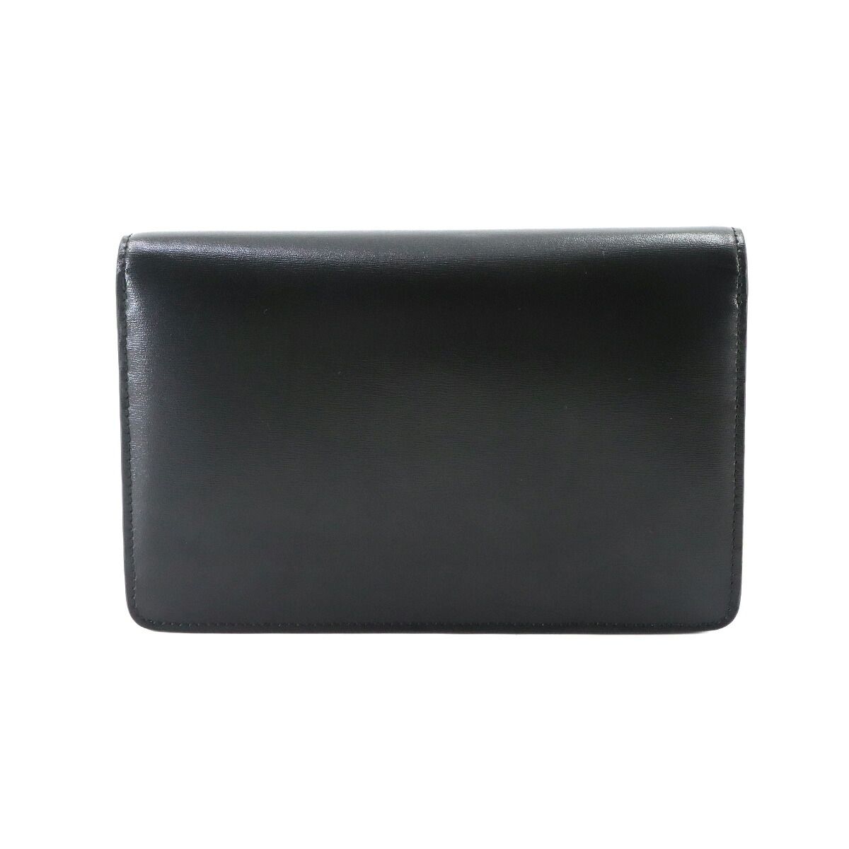 Celine Triomphe Chain Wallet Leather Black Gold Shoulder — view 2