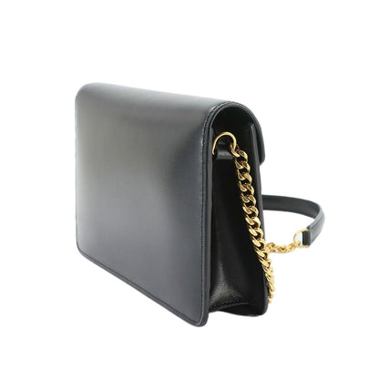 Celine Triomphe Chain Wallet Leather Black Gold Shoulder — view 3