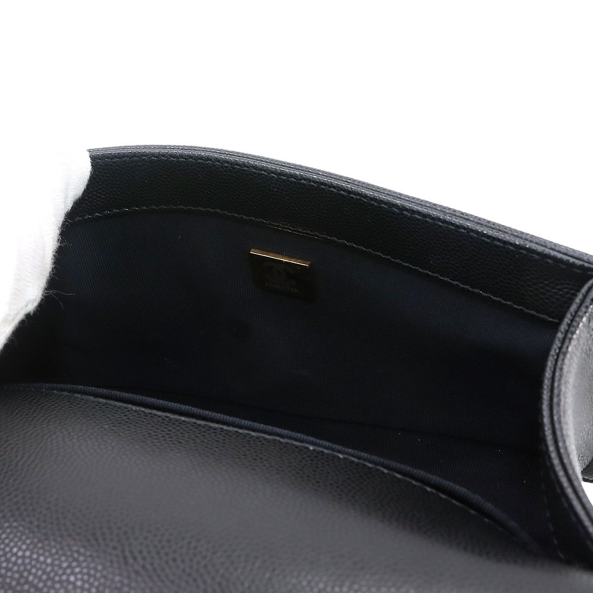Chanel Boy Small Chain Shoulder Bag Caviar Leather Black Gold — view 8