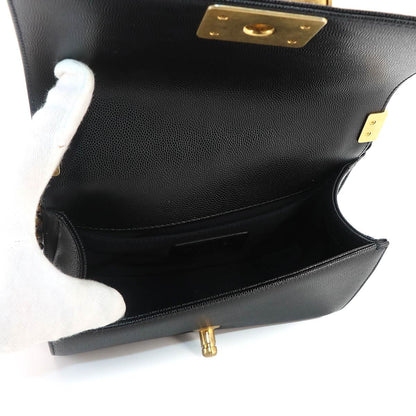 Chanel Boy Small Chain Shoulder Bag Caviar Leather Black Gold — view 6