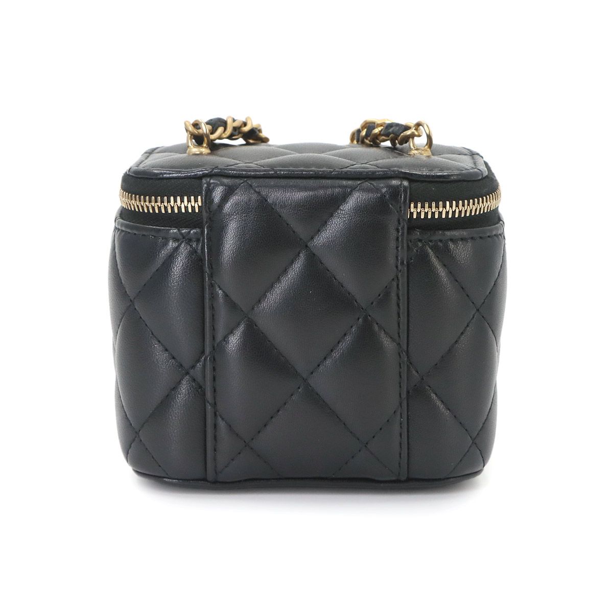 Chanel Quilted Mini Vanity Chain Shoulder Bag Lambskin Black Gold — view 2