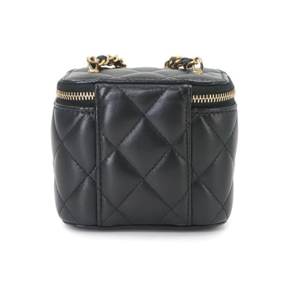 Chanel Quilted Mini Vanity Chain Shoulder Bag Lambskin Black Gold — view 2