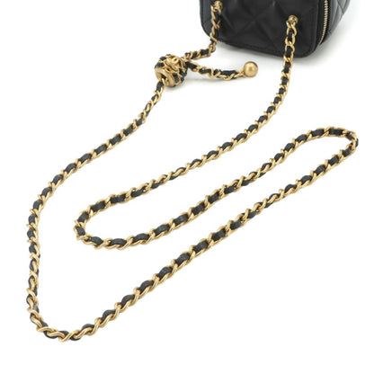 Chanel Quilted Mini Vanity Chain Shoulder Bag Lambskin Black Gold — view 5