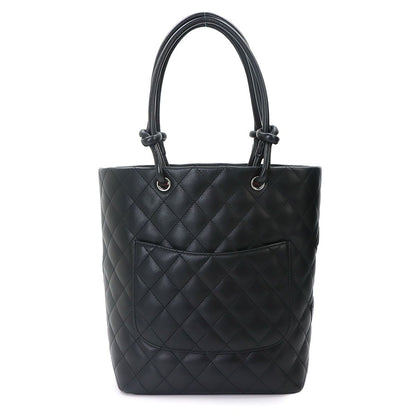 Chanel Cambon Line Tote Leather Enamel Black Silver — view 3