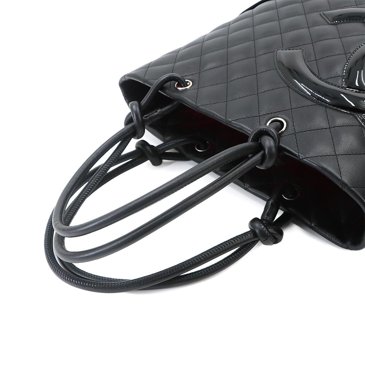 Chanel Cambon Line Tote Leather Enamel Black Silver — view 6
