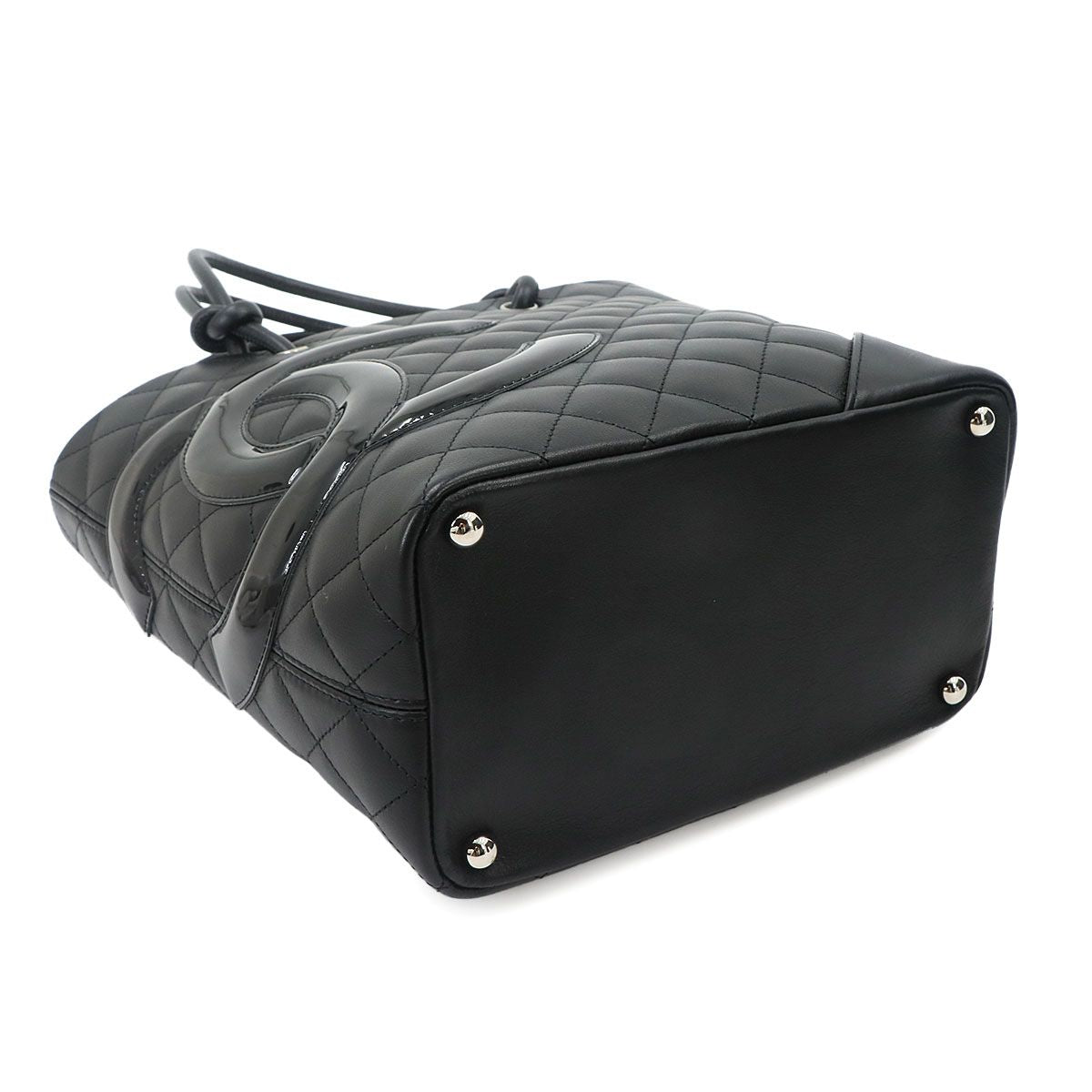 Chanel Cambon Line Tote Leather Enamel Black Silver — view 5