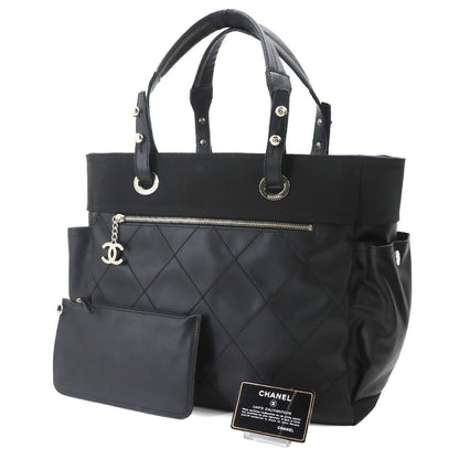 Chanel Paris Biarritz GM Tote Nylon Leather Black — view 2