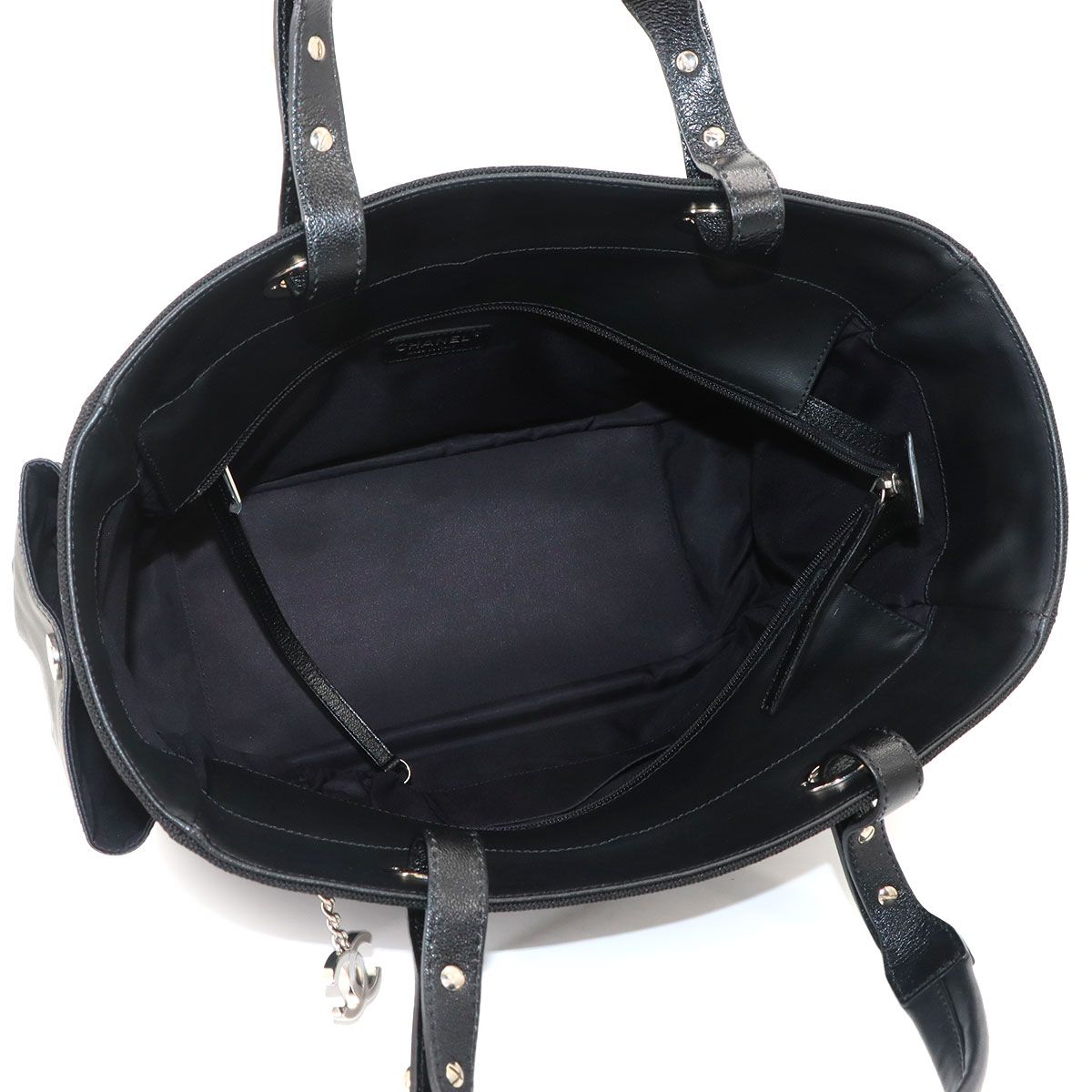 Chanel Paris Biarritz GM Tote Nylon Leather Black — view 7