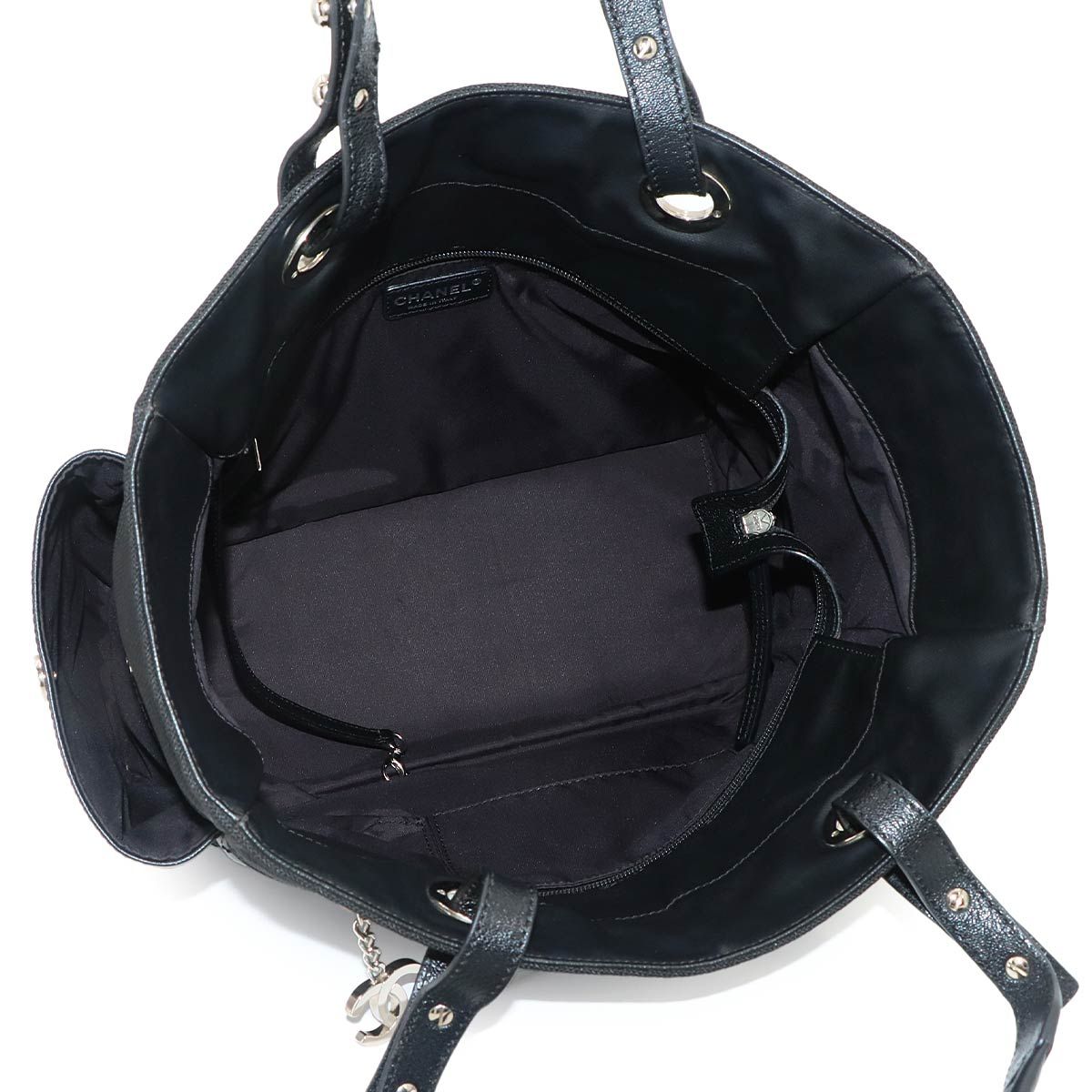 Chanel Paris Biarritz GM Tote Nylon Leather Black — view 6