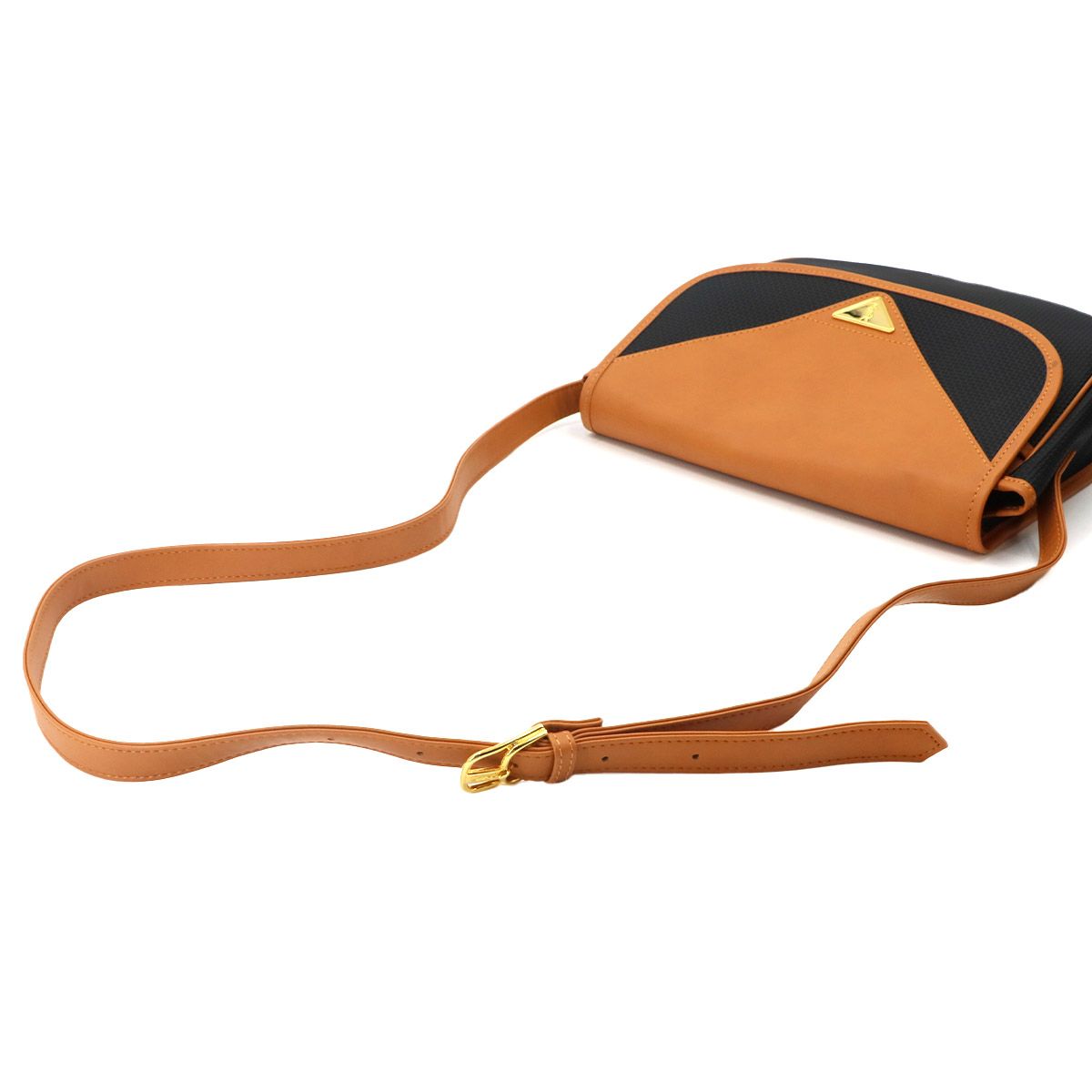Saint Laurent Shoulder Bag Leather Black Brown Gold Vintage — view 5